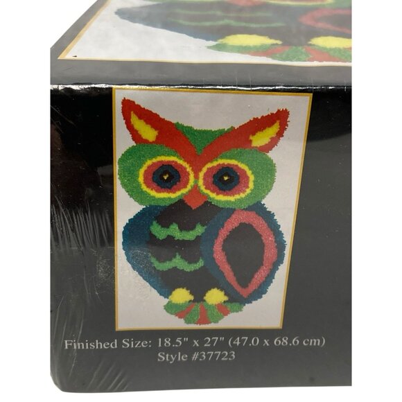 Graph N' Latch OWL Shaped Latch Hook Rug Kit  Size 18.5” X 27” Craft New Sealed - Picture 5 of 7